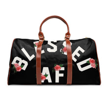 Load image into Gallery viewer, BlessedAF Waterproof Travel Bag — 'Blessed and Fearless' Reversible Duffle for Travel & Gym