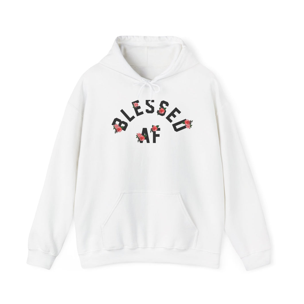 White blessedAF Floral hoodie